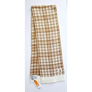 TIMBERLAND Scarf Buffalo Plaid Exclusive Design Beige Off-White 10" x 68"